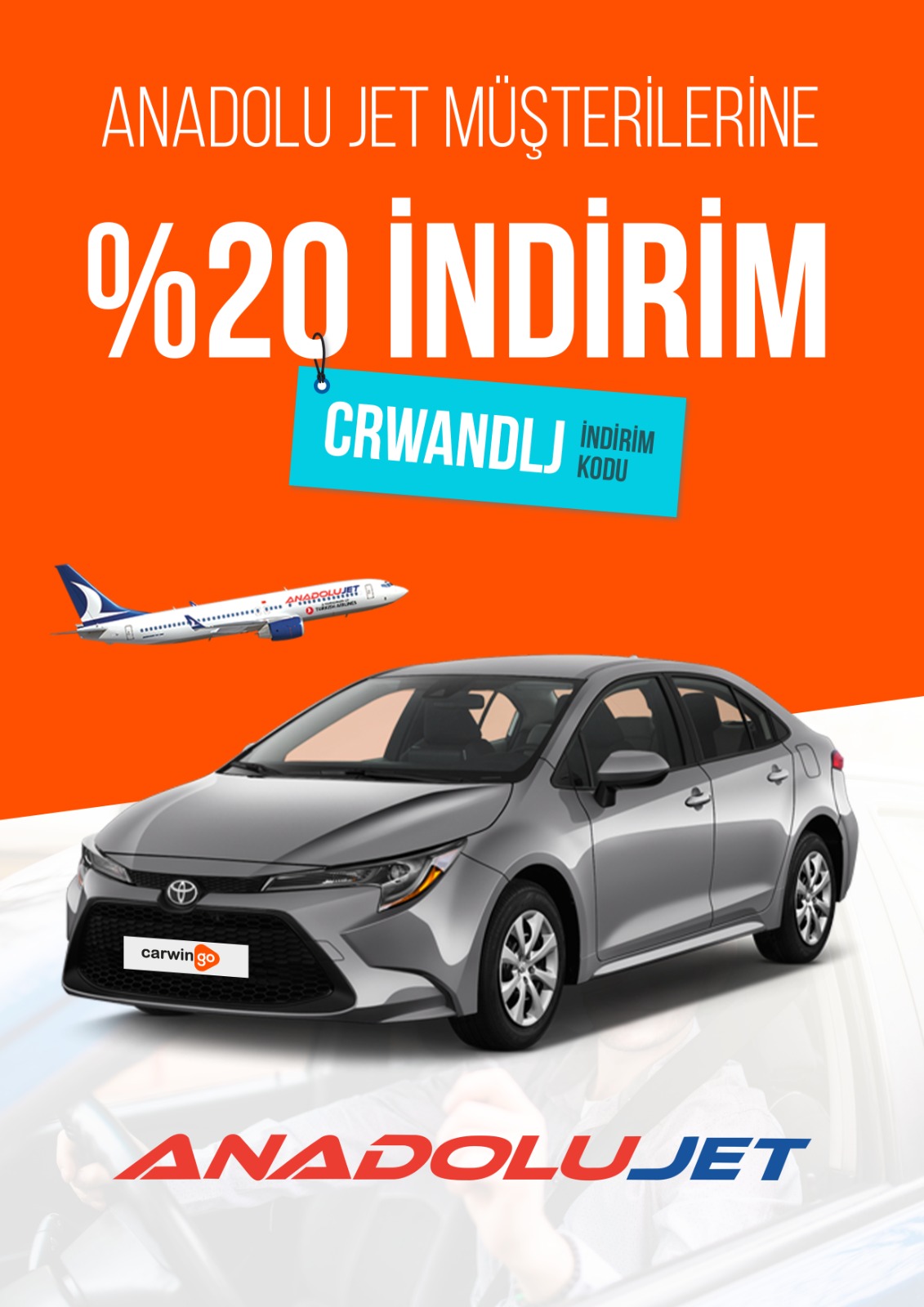 Anadolu Jet Müşterilerine %20 İndirim Fırsatı Carwingo'da